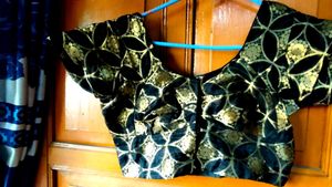 Elegant Black & Gold Brocade Blouse
