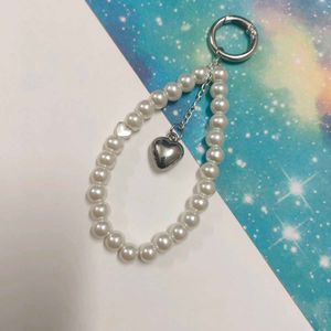 Pearl Heart Charm Keychain