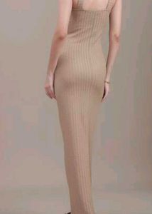 Ribbed Knit Halter Neck Maxi Dress