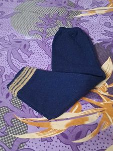 Dark Blue woollen pants with design on ankle