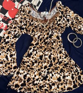🐆 Y2K Leopard Print Babydoll Mini Dress / Top 🐆