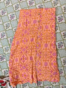 Peach Floral front open anarkali Kurta