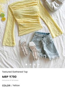 Savana Yellow Textured Gathered Top [S size]