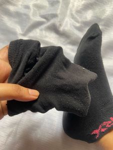 Black Ankle Socks with Pink Logo