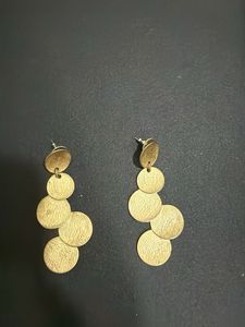 Gold Tone Layered Disc Earrings