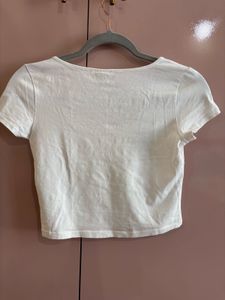 H&amp;M White Crop T-Shirt