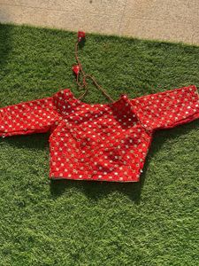 Red Mirror Work Blouse