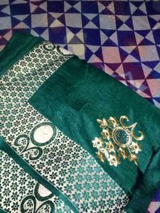 Emerald Green Embroidered Saree