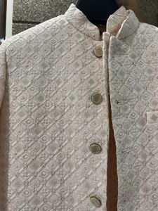 Men's Peach Embroidered Bandhgala Jacket