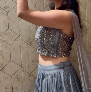 Sparkling Grey Festive Lehanga