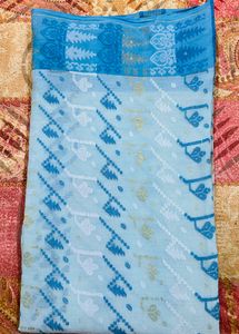 Baby Blue Color Pure Cotton Taant Saree