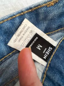 Denim ribbed shorts