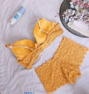 Yellow Lace Bra and Panty Set