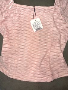 Puff Sleeve Textured Button-Up Top