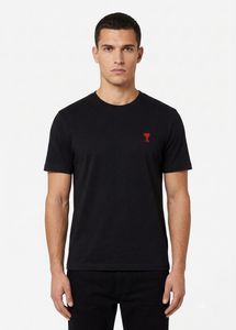 AMI Paris Black T-Shirt Loose Fit Unisex