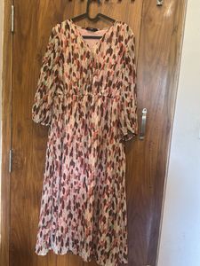 Chic Leaf Print Midi Dress