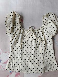 Polka Dot Puff Sleeve Top