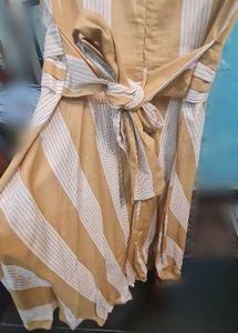 Beige striped linen dress by Mango 60%discount