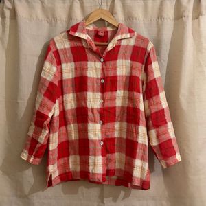 Red Plaid Button-Up Shirt