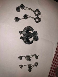 3 Exquisite Oxidized Silver Jhumka Earrings