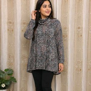 Stylish Leopard Print Tunic Top