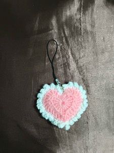 Crocheted Heart phone charm