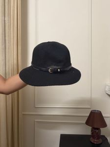 Chic Black Sun Hat with Buckle Detail