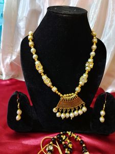Long Necklace Combo(Black And White)