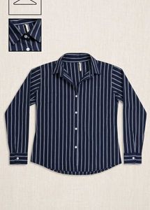 Formal Navy Blue Striped Shirt