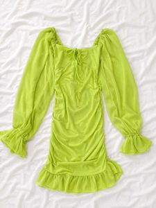 Urbanic Green Ruffled Bodycon Dress