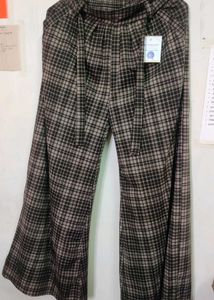 Plaid Wide Leg Pants with Belt