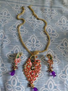 Peacock Necklace &amp; Earring Set