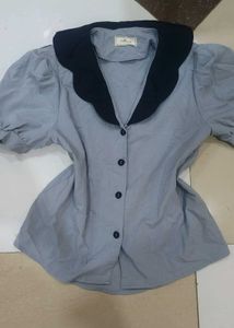Cute Puff Sleeve Button-Up Top