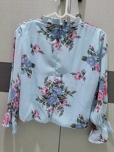 Floral Print High Neck Blouse