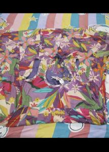 Vibrant Floral Print Purple Gown