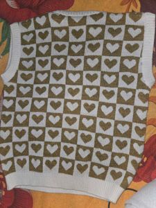 Cozy Heart Pattern Knit Vest