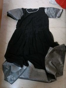 Elegant Black Saree with Silver Border