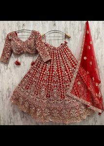 Stunning Red Embellished Lehenga Choli