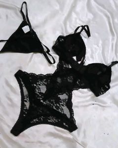Elegant Black Lace Bodysuit