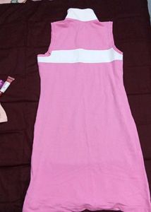 Sleeveless Pink &amp; White Polo Dress
