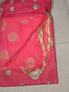 Elegant Pink Embroidered Dress Material