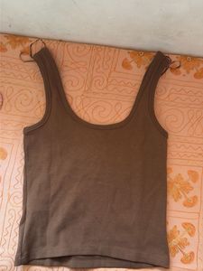 ZARA Brown Ribbed Tank Top