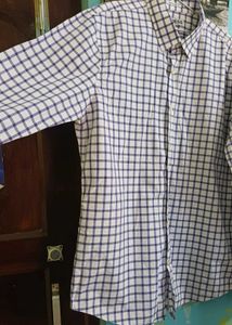 Men's Blue Checkered Long Sleeve Shirt