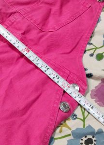 Pink Denim Dungaree Short Dress