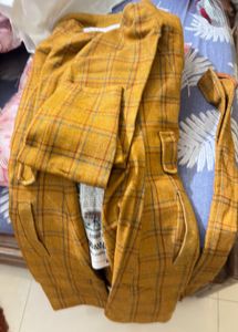 VINTAGE Mustard Plaid Tweed Jacket with belt