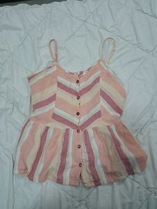 Striped Button-Up Camisole Top