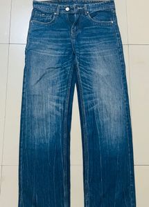 Washed Blue Wide Leg Jeans