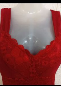 Red Lace Trim corset padded top
