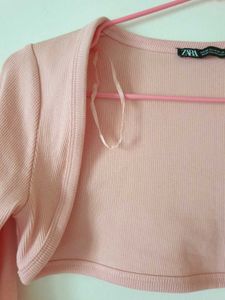 Zara Pink Cropped Cardigan