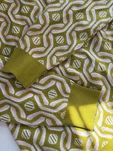 Green Geometric Pattern Knit Sweater